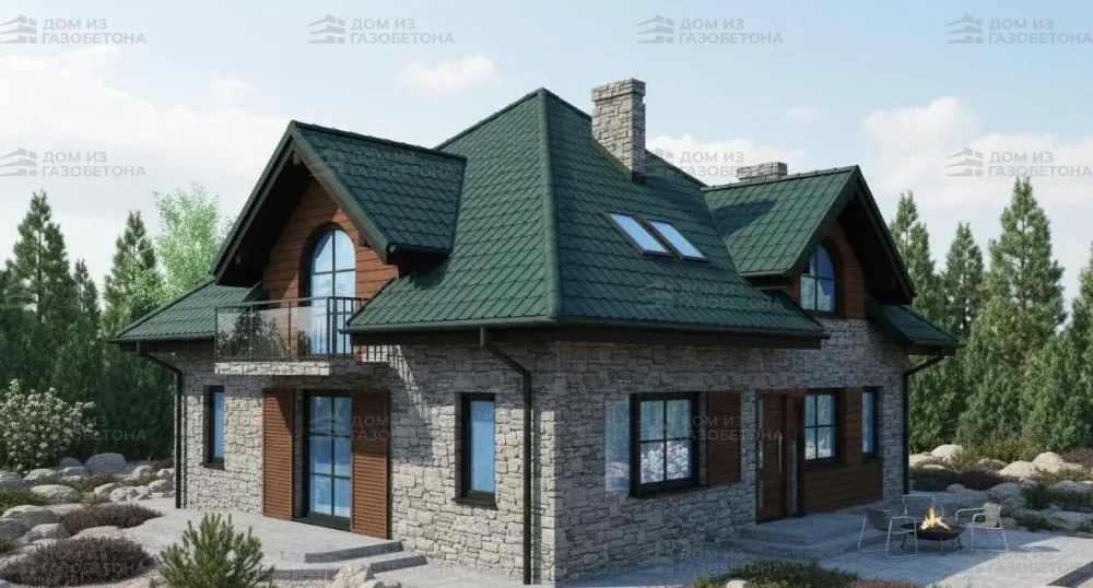 Проект Двухэтажный дом 15 на 12, 213 м2