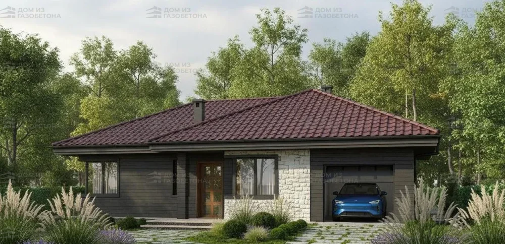 Проект Одноэтажный дом 14 на 12, 102 м2