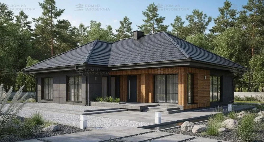 Проект Одноэтажный дом 17 на 19, 180 м2